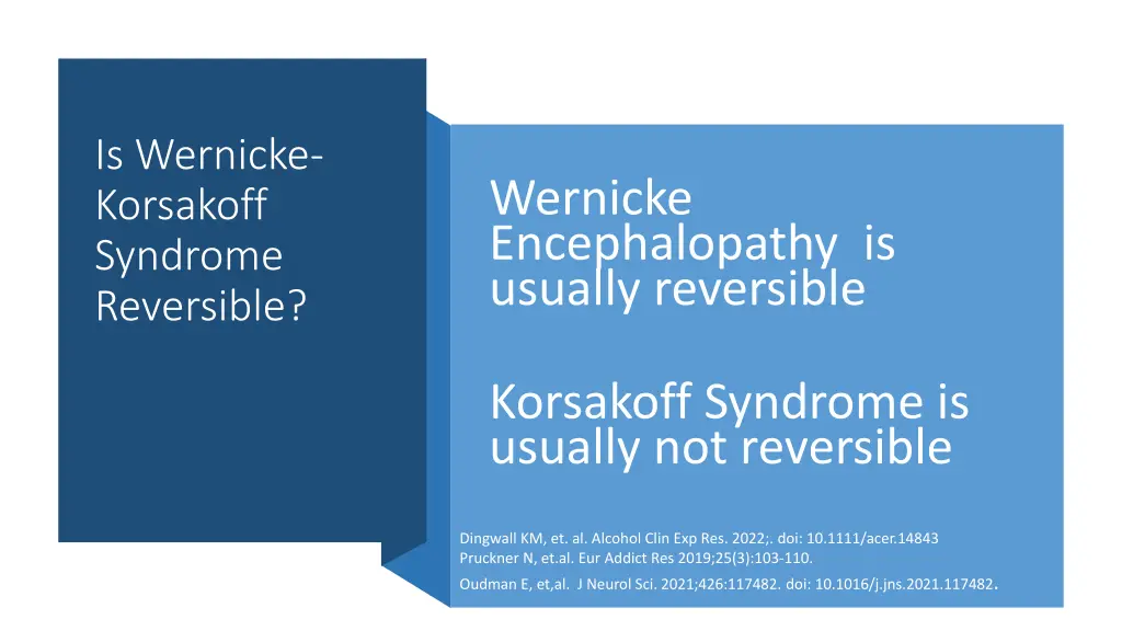 is wernicke korsakoff syndrome reversible 1