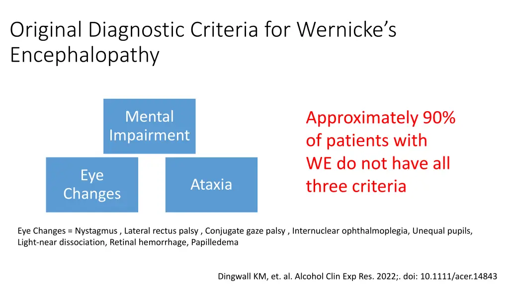 original diagnostic criteria for wernicke