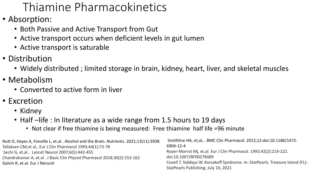 thiamine pharmacokinetics absorption both passive