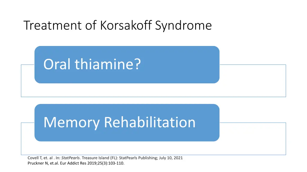 treatment of korsakoff syndrome