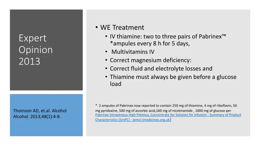 we treatment iv thiamine two to three pairs