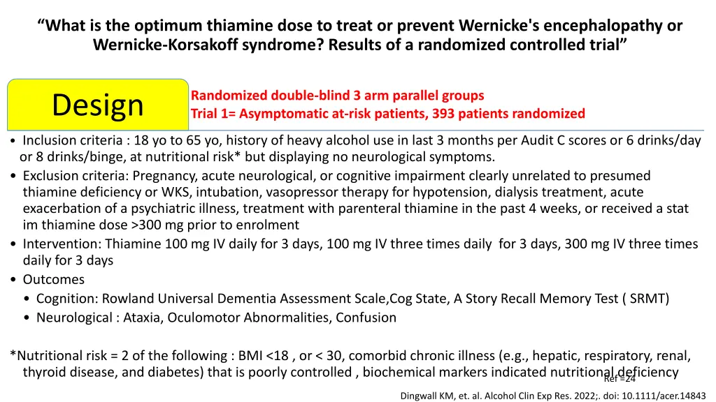 what is the optimum thiamine dose to treat