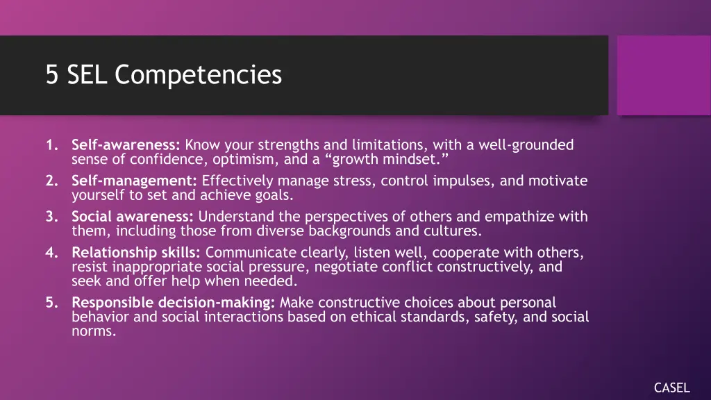 5 sel competencies