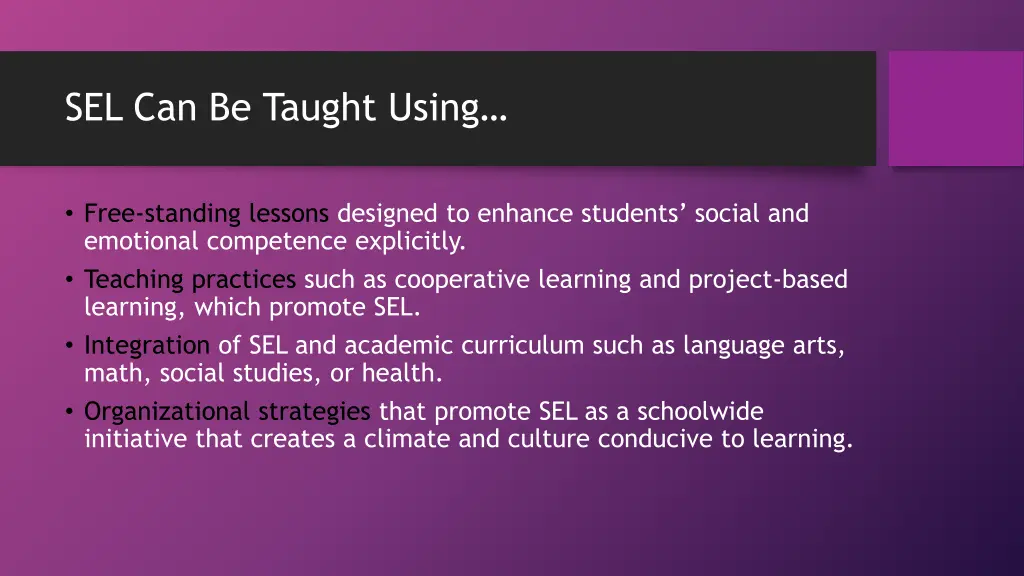 sel can be taught using