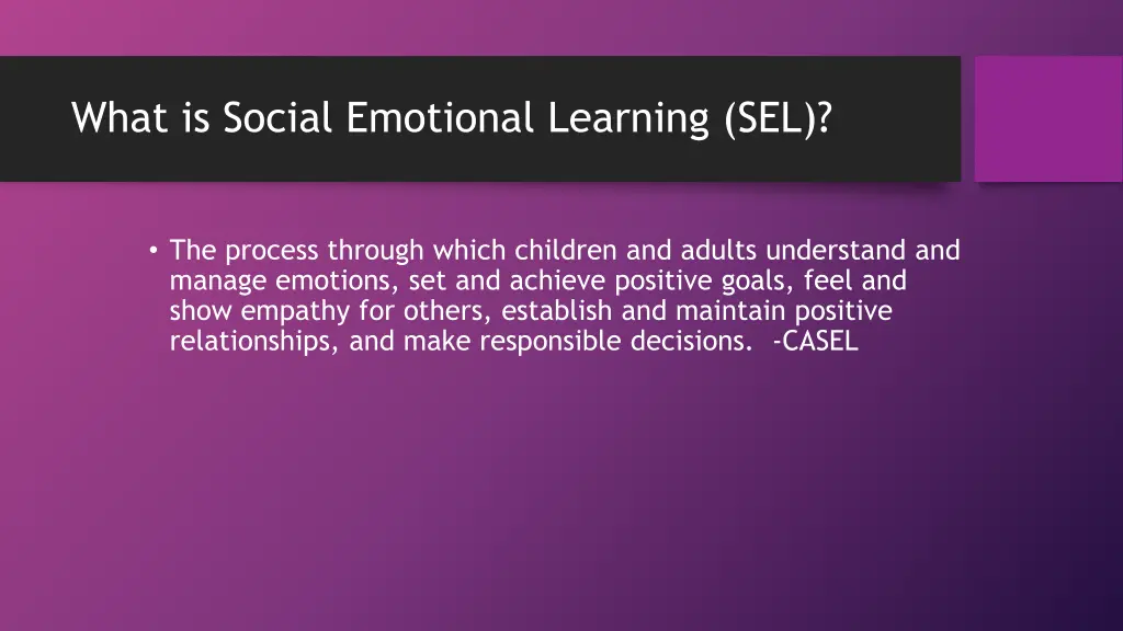 what is social emotional learning sel