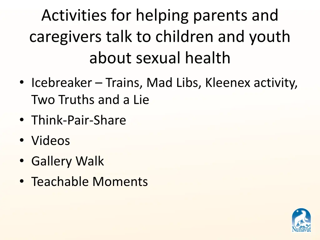 activities for helping parents and caregivers