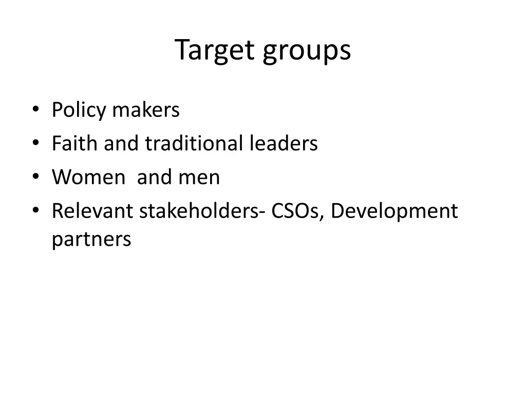 target groups