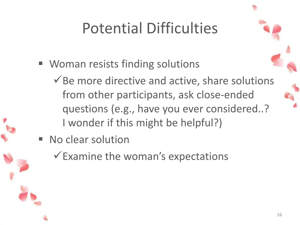 potential difficulties