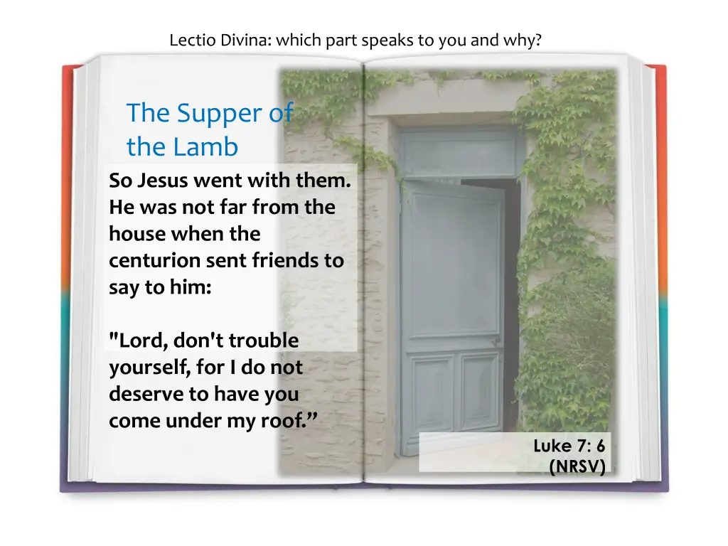 lectio divina which part speaks to you and why