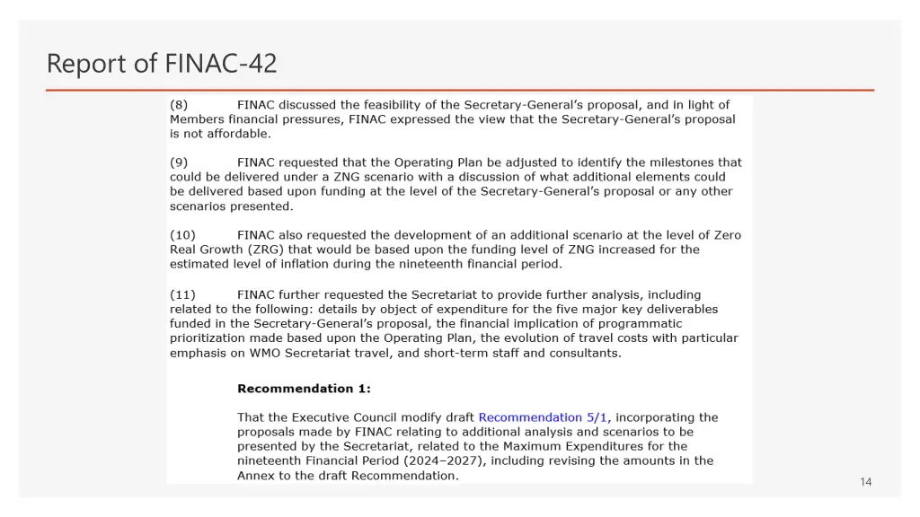 report of finac 42