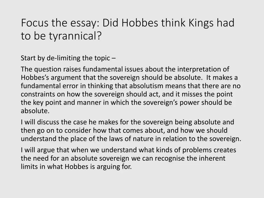 focus the essay did hobbes think kings