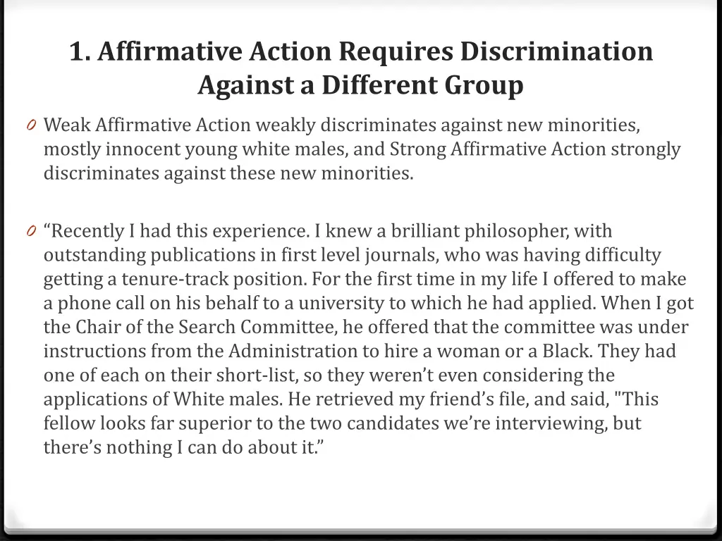 1 affirmative action requires discrimination