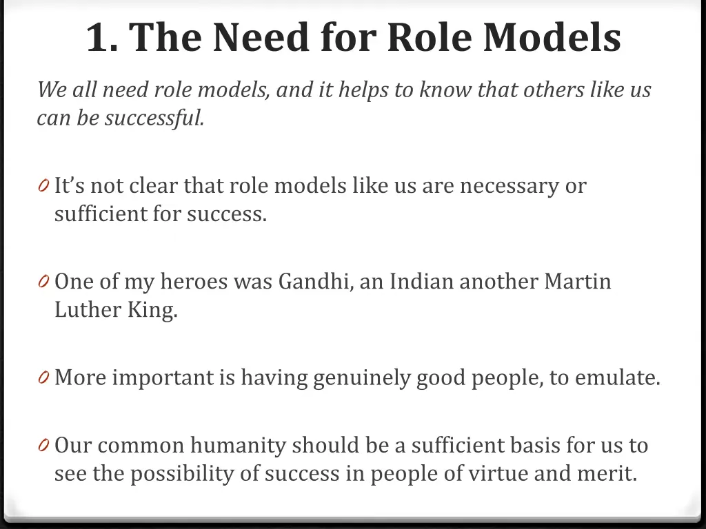 1 the need for role models