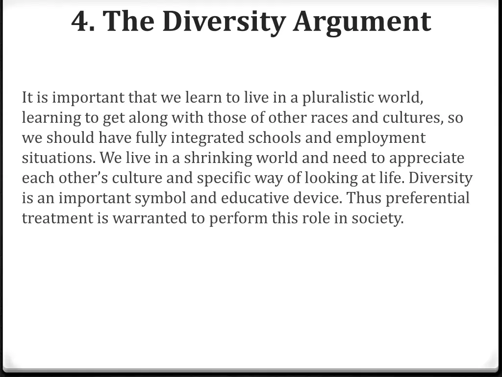 4 the diversity argument