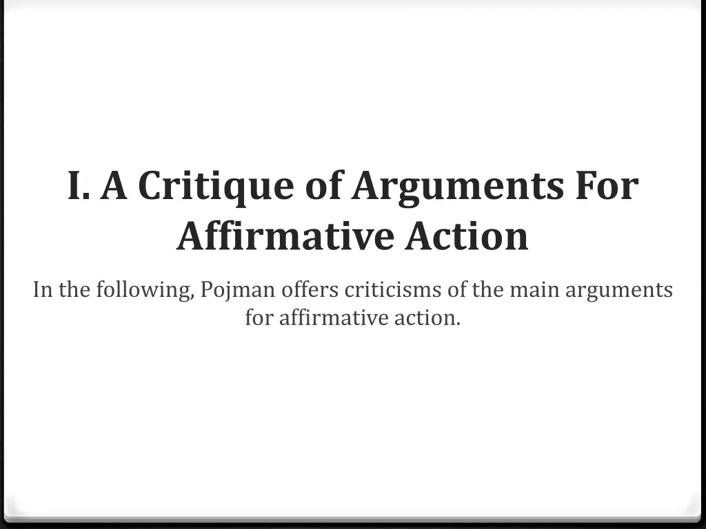 i a critique of arguments for affirmative action