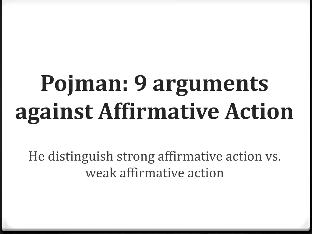 pojman 9 arguments against affirmative action