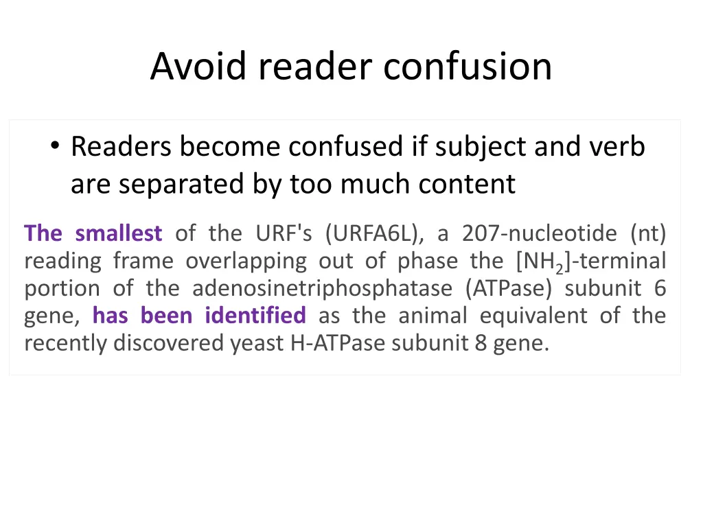 avoid reader confusion