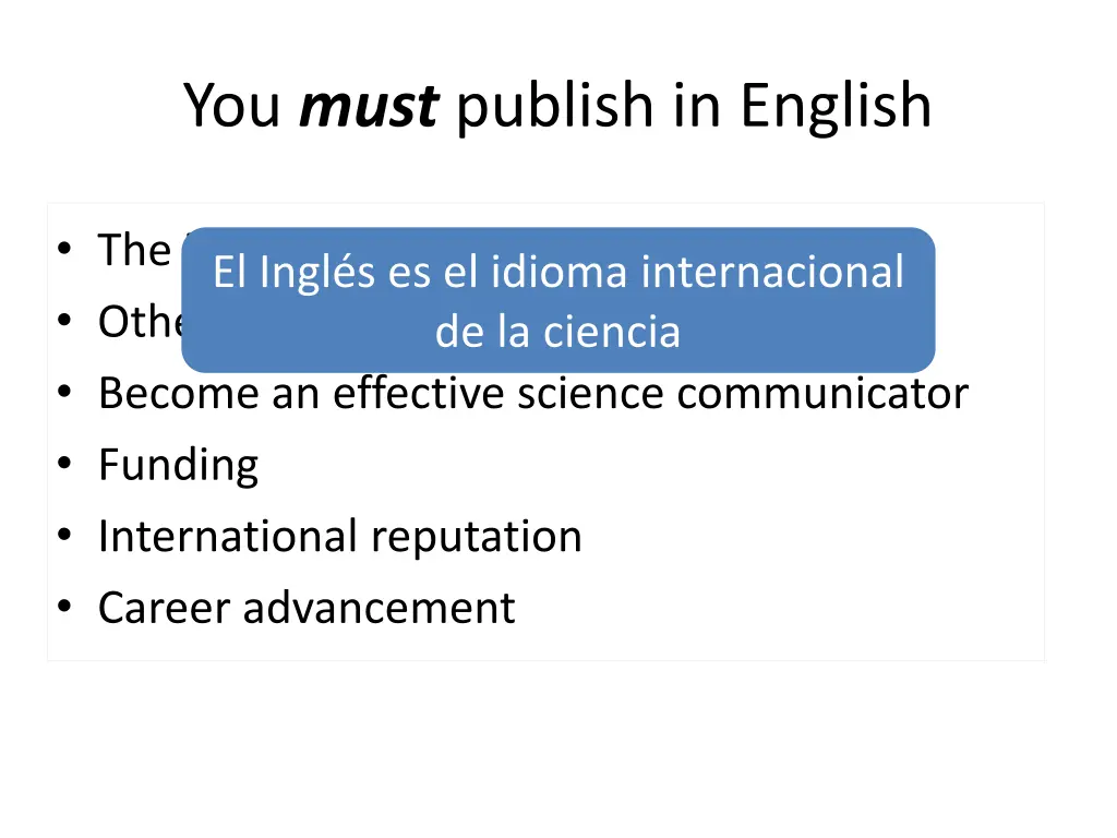 you must publish in english