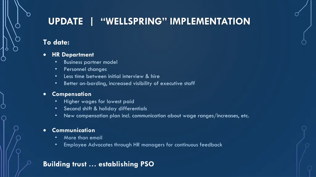 update wellspring implementation