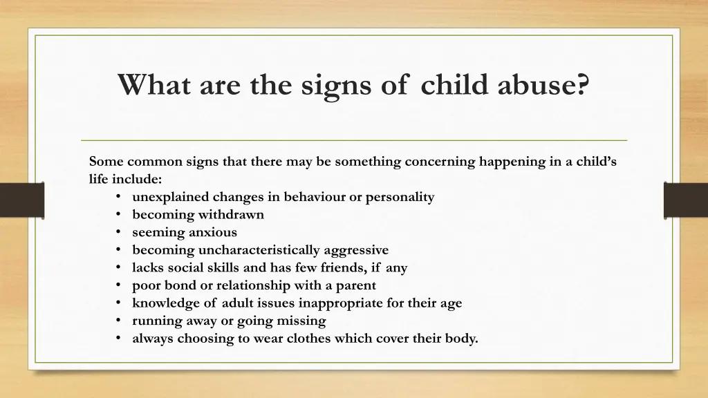 what are the signs of child abuse