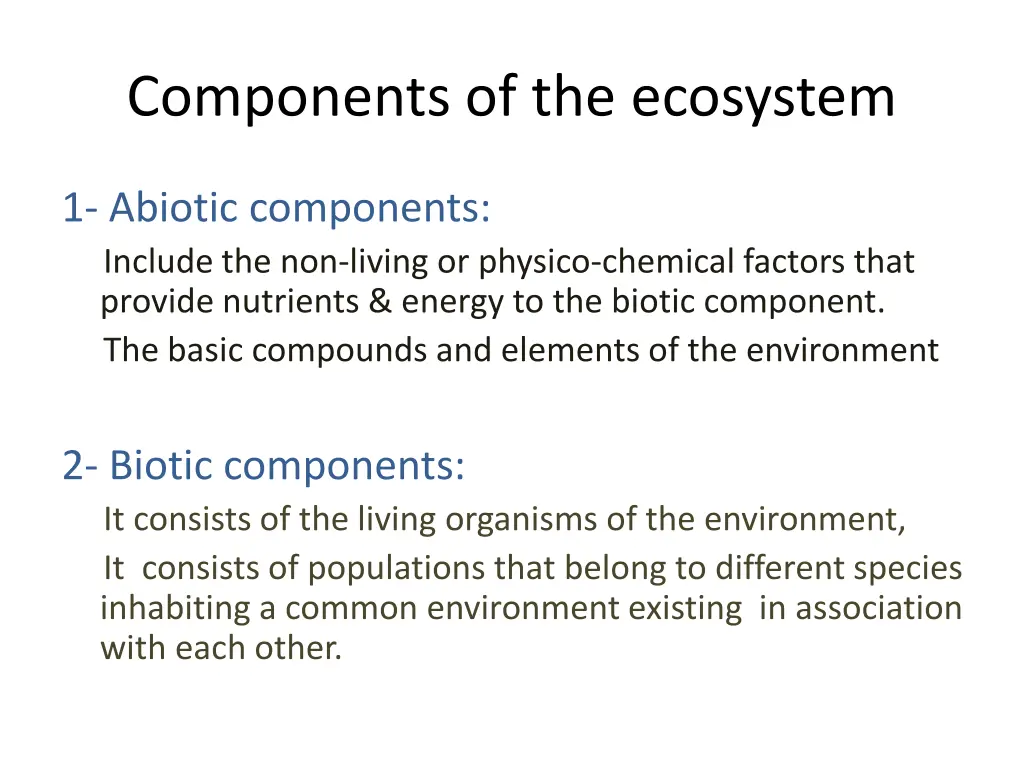 components of the ecosystem