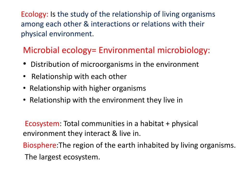 ecology is the study of the relationship