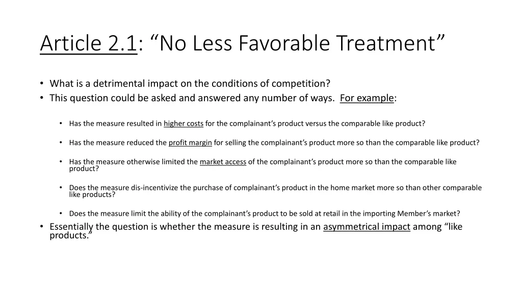 article 2 1 no less favorable treatment 1