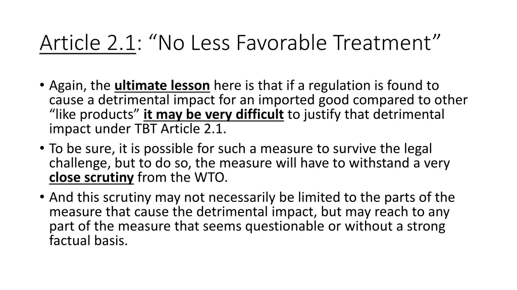 article 2 1 no less favorable treatment 10