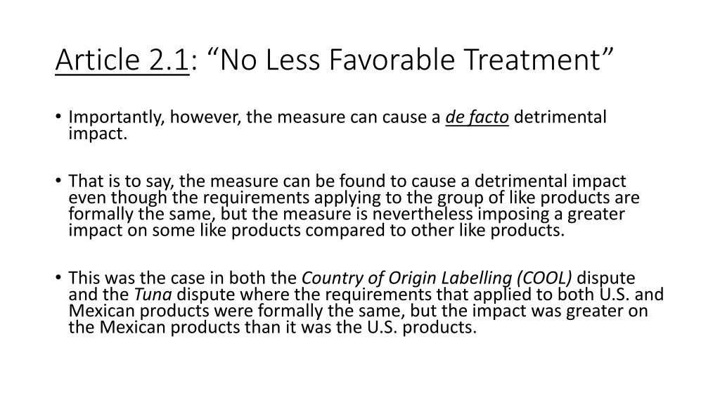 article 2 1 no less favorable treatment 3