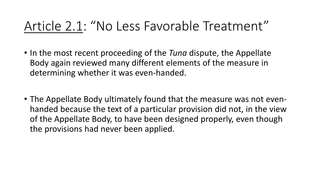 article 2 1 no less favorable treatment 9