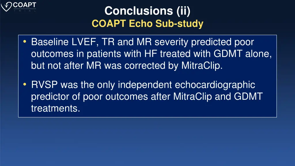 conclusions ii coapt echo sub study