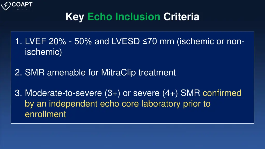 key echo inclusion criteria