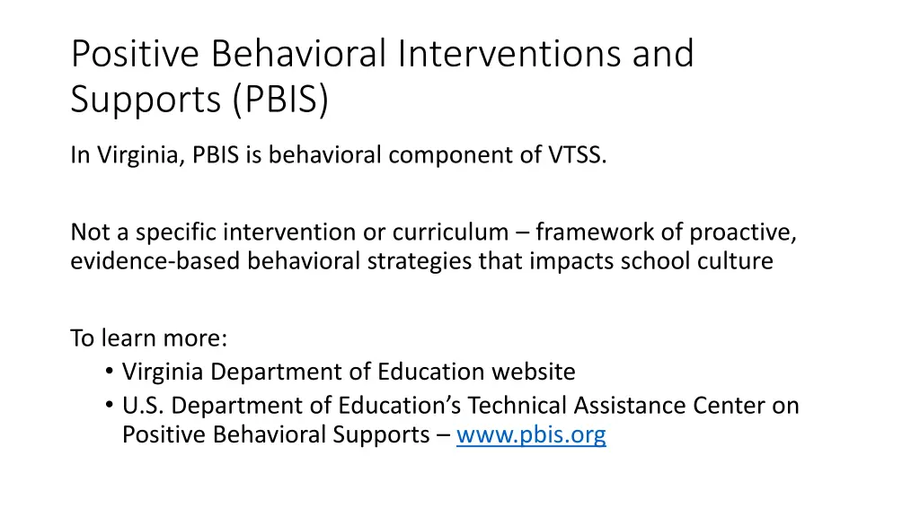 positive behavioral interventions and supports