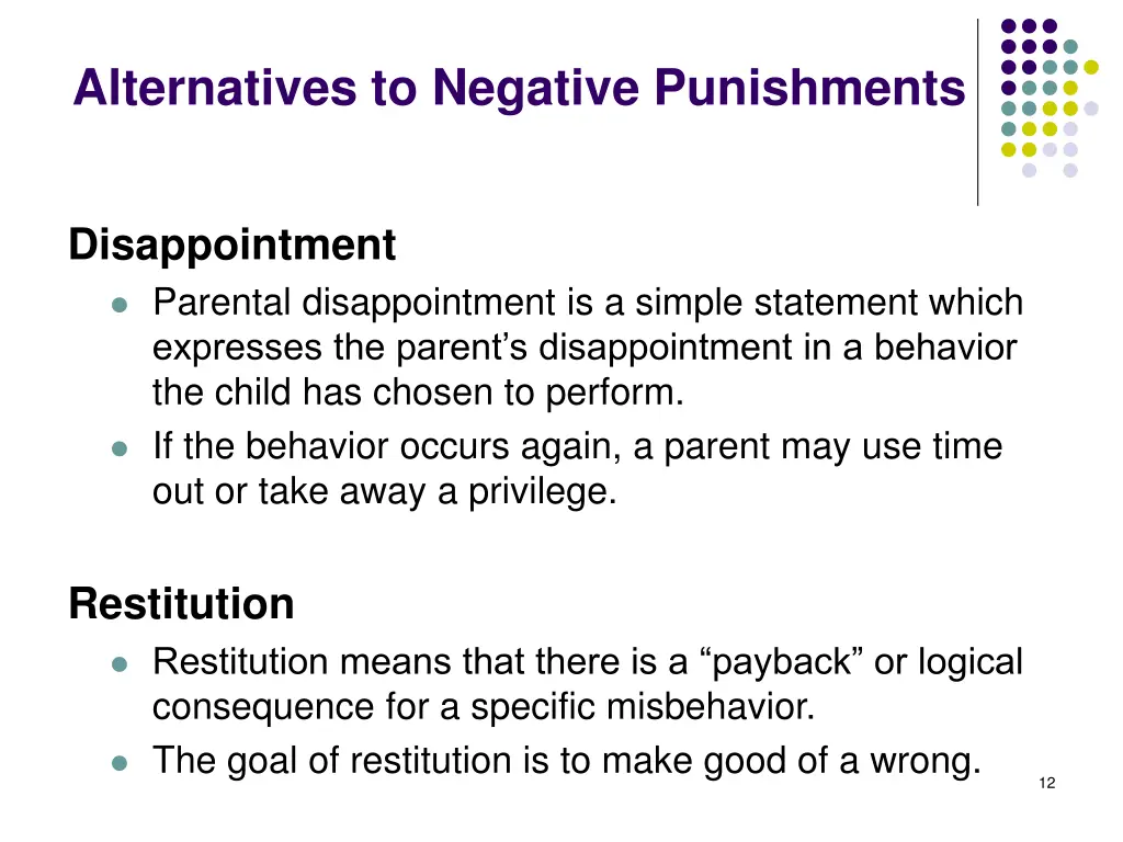 alternatives to negative punishments 1