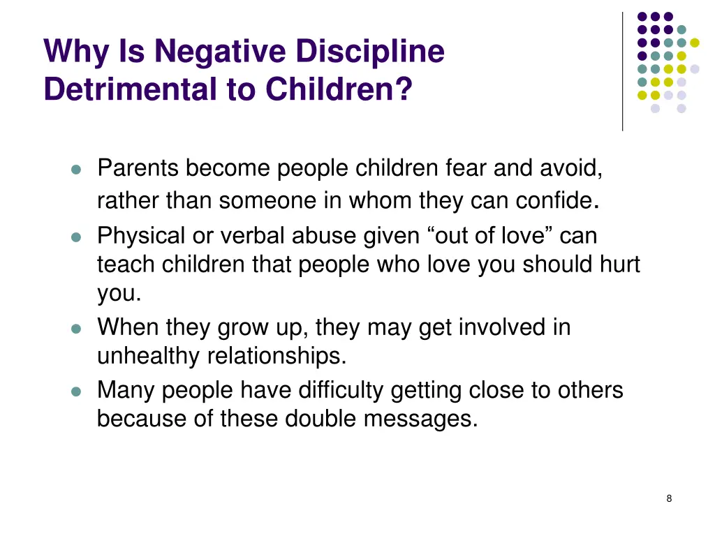 why is negative discipline detrimental to children