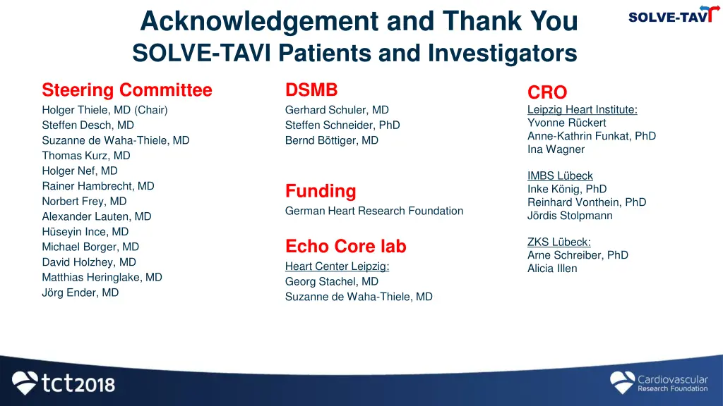 acknowledgement and thank you solve tavi patients