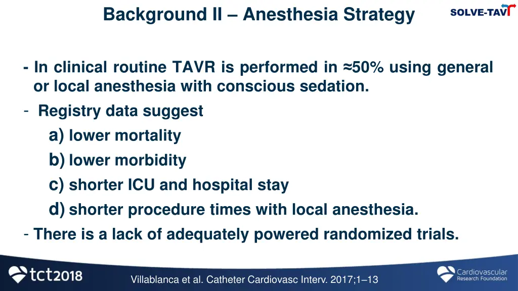 background ii anesthesia strategy