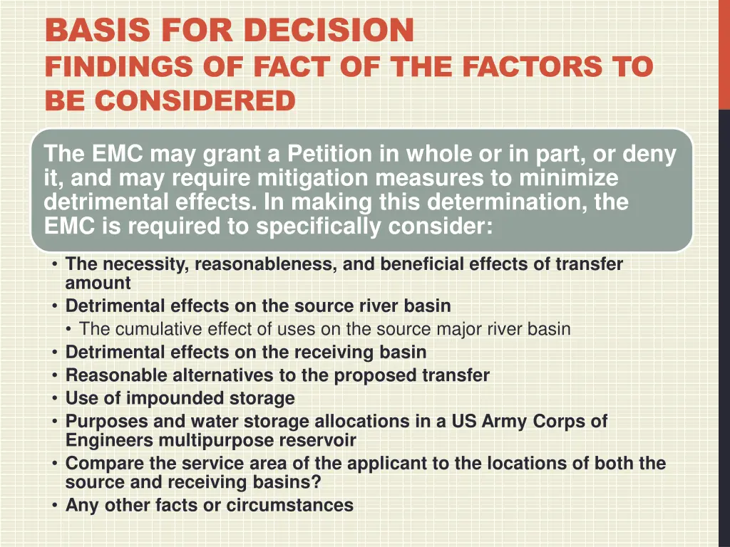 basis for decision findings of fact