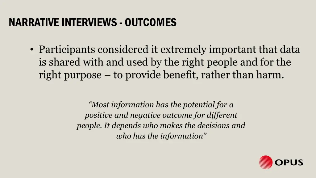 narrative interviews outcomes