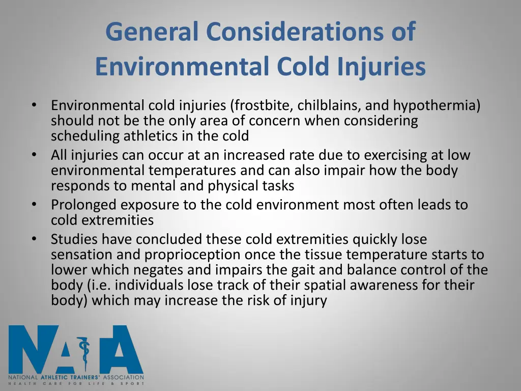 general considerations of environmental cold