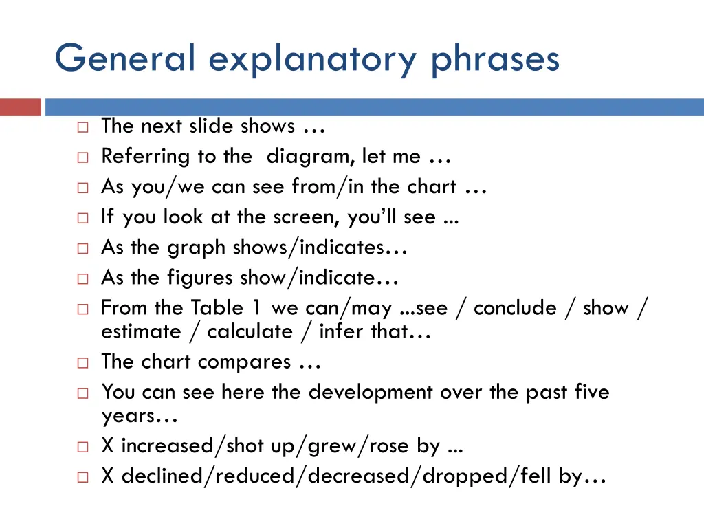 general explanatory phrases