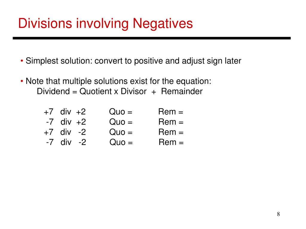 divisions involving negatives