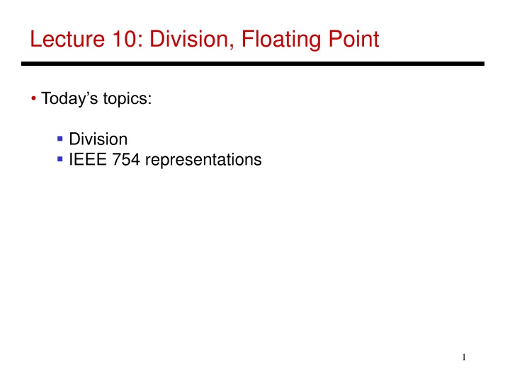 lecture 10 division floating point