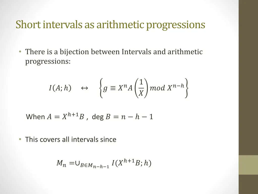 short intervals as arithmetic progressions