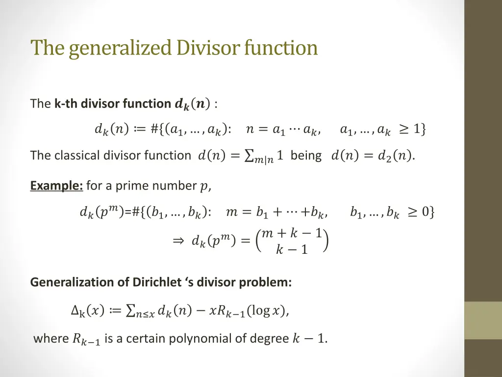 the generalized divisor function