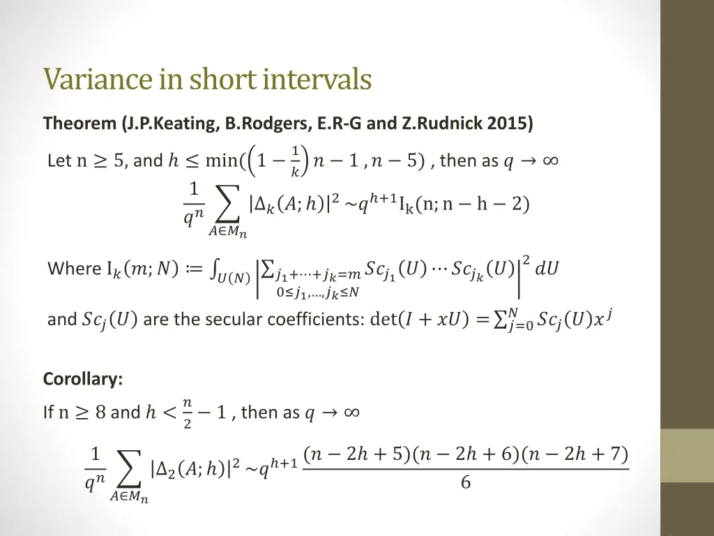 variance in short intervals