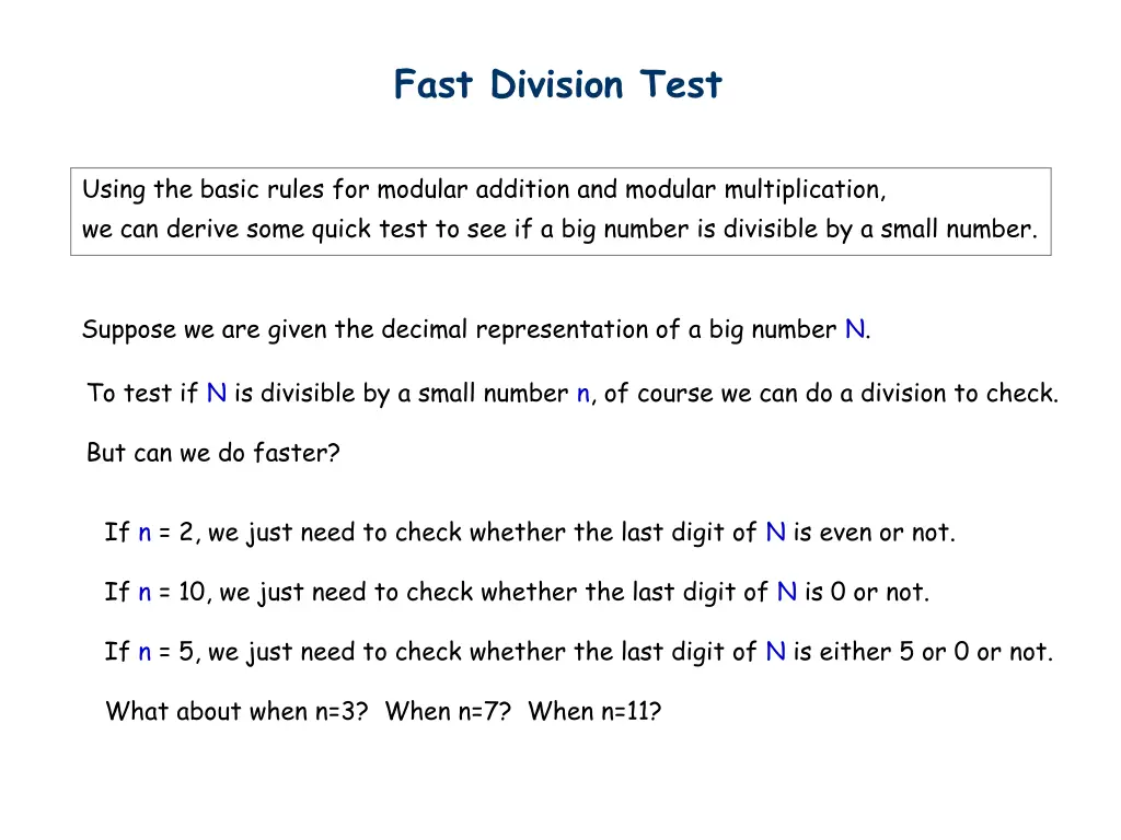 fast division test