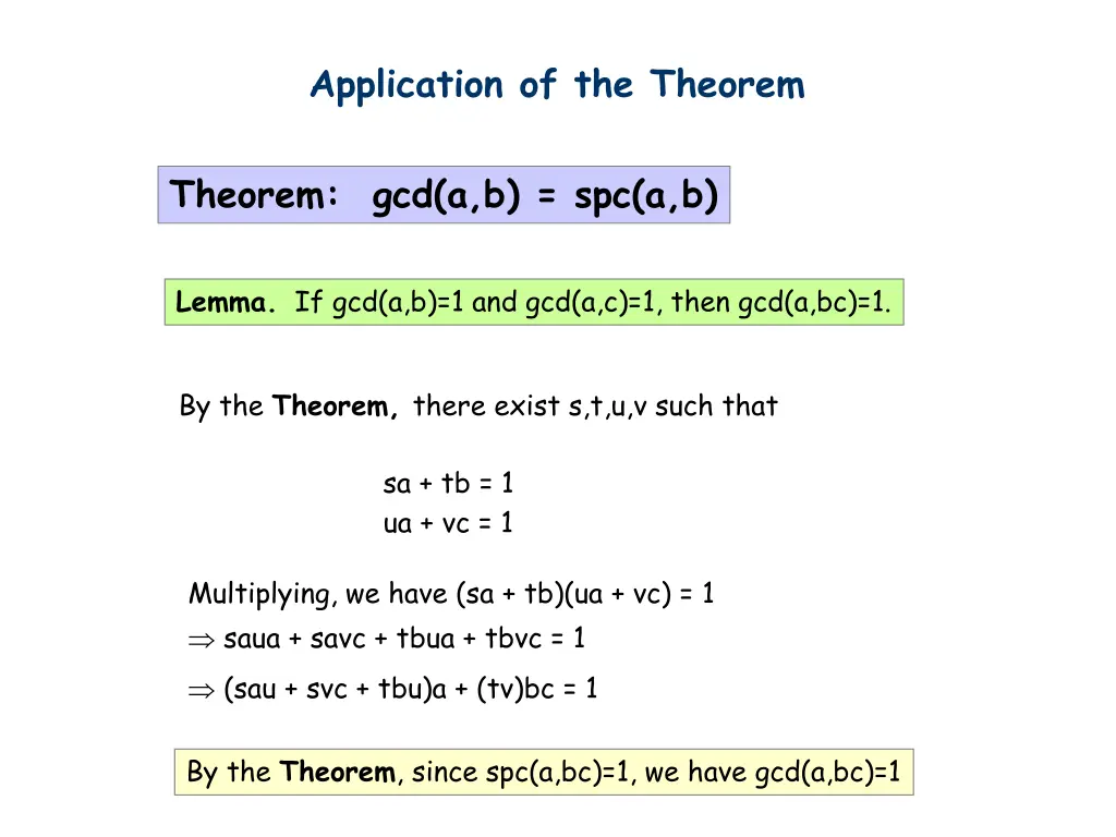 application of the theorem 1