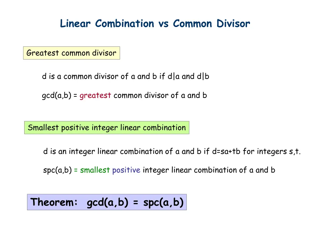 linear combination vs common divisor