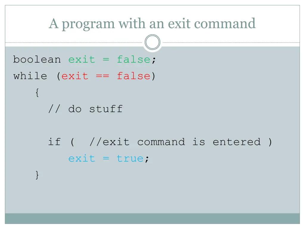 a program with an exit command